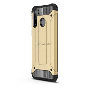 Protector de telefon din plastic Defender (rezistență medie la impact, colț cu pernă de aer, interior din silicon, efect metalic) GOLD Samsung Galaxy A21 (SM-A210F)