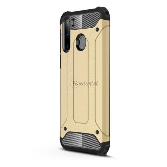 Protector de telefon din plastic Defender (rezistență medie la impact, colț cu pernă de aer, interior din silicon, efect metalic) GOLD Samsung Galaxy A21 (SM-A210F)