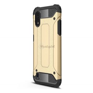 Protector de telefon din plastic Defender (rezistență medie la impact, colț cu pernă de aer, interior din silicon, efect metalic) GOLD Samsung Galaxy A01 (SM-A015F)