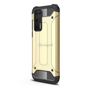 Protector de telefon din plastic Defender (rezistenta la impact mediu, colt cu perna de aer, interior din silicon, efect metalic) GOLD Huawei P40