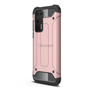 Protector de telefon din plastic Defender (rezistenta medie la impact, colt cu perna de aer, interior din silicon, efect metalic) ROSE GOLD Huawei P40