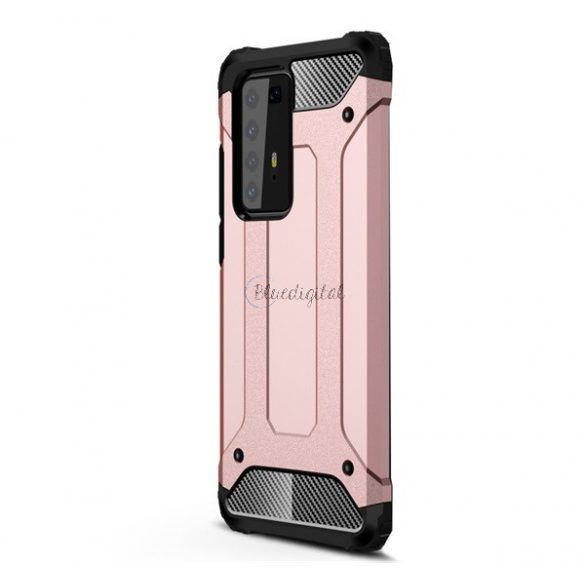 Protector de telefon din plastic Defender (rezistenta medie la impact, colt cu perna de aer, interior din silicon, efect metalic) ROSE GOLD Huawei P40 Pro 5G