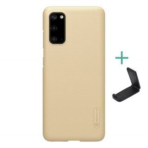 Protector de telefon din plastic NILLKIN SUPER FROSTED (cauciucat, suprafață aspră + suport de birou) GOLD Samsung Galaxy S20 (SM-G980F), Samsung Galaxy S20 5G (SM-G981U)