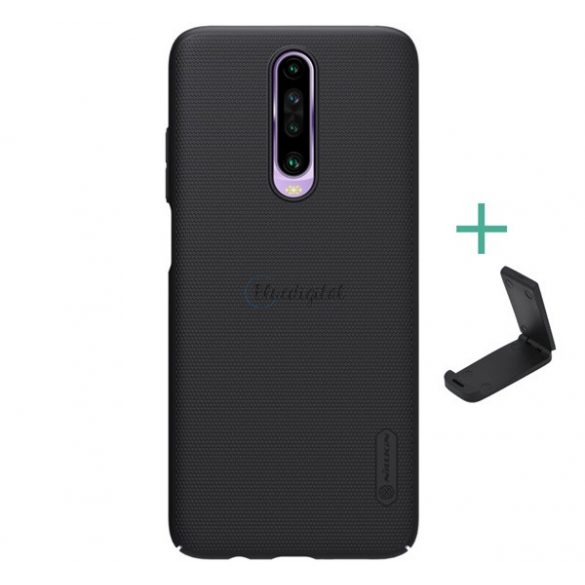 Protector de telefon din plastic NILLKIN SUPER FROSTED (cauciucat, suprafata aspra + suport de masa) NEGRU Xiaomi Redmi K30 / K30 5G