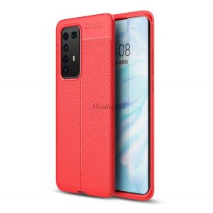 Protectie de telefon din silicon (rezistenta la impact mediu, efect piele, model de cusaturi) ROSIU Huawei P40 Pro 5G