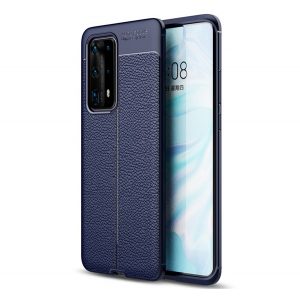 Protectie din silicon pentru telefon (rezistenta la impact mediu, efect piele, model de cusaturi) ALBASTRU INCHIS Huawei P40 Pro 5G, Huawei P40 Pro+ 5G