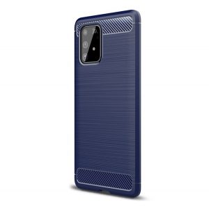 protecțiede telefon din silicon (rezistent la impact mediu, călcâi cu pernă de aer, periat, model de carbon) BLOC DE TĂIERE Samsung Galaxy S10 Lite (SM-G770F)