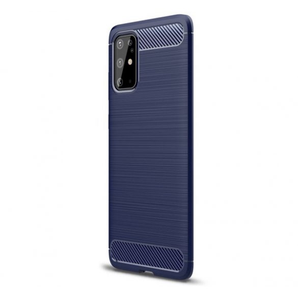 Protector de telefon din silicon (rezistență medie la impact, colț cu pernă de aer, periat, model carbon) ALBASTRU ÎNCHIS Samsung Galaxy S20 Plus (SM-G985F), Samsung Galaxy S20 Plus 5G (SM-G986)