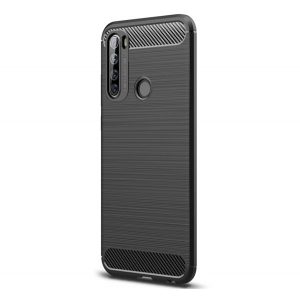 Husă silicon pentru telefon (rezistent la impact mediu, bubble heel, model de carbon periat) negru Xiaomi Redmi Note 8T