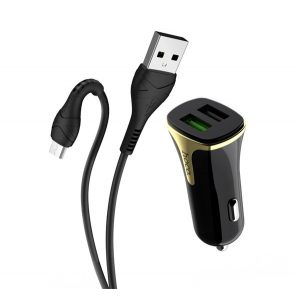 Încărcător auto HOCO Z31 2 prize USB (18W, încărcător rapid 3.0 + cablu microUSB) NEGRU