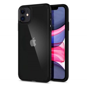 SPIGEN ULTRA HYBRID plastic protecțiede telefon (rezistent la impact mediu, cadru cu bule de silicon) negru Apple iPhone 11