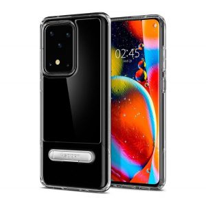 Protectie de telefon din silicon SPIGEN SLIM ARMOR ESSENTIAL S (rezistenta la socuri, spate din plastic, colt cu perna de aer, suport) TRANSPARENT Samsung Galaxy S20 Ultra (SM-G988F), Samsung Galaxy S20 Ultra 5G (SM)