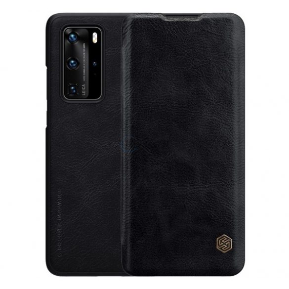 Husa NILLKIN QIN in picioare, efect piele (FLIP, deschidere laterala, suport card bancar) NEGRU Huawei P40 Pro 5G