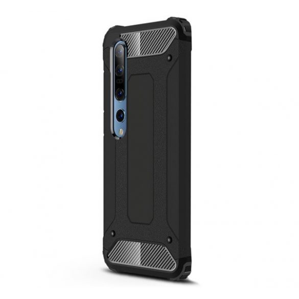 Defender protecțiede telefon din plastic (rezistent la impact mediu, călcâi cu pernă de aer, interior din silicon, efect metalic) negru Xiaomi Mi 10 5G, Xiaomi MI 10 Pro 5G