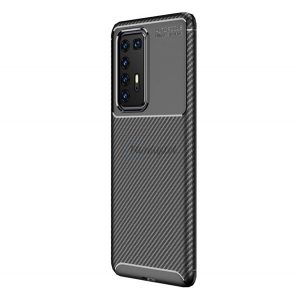 Protectie din silicon pentru telefon (rezistenta medie la impact, colt cu perna de aer, model carbon) NEGRU Huawei P40 Pro 5G