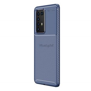 Protectie din silicon pentru telefon (rezistenta medie la impact, colt cu perna de aer, model carbon) ALBASTRU INCHIS Huawei P40 Pro 5G