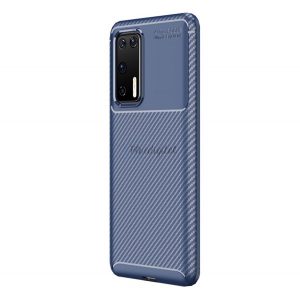 Protectie din silicon pentru telefon (rezistenta la impact mediu, colt cu perna de aer, model carbon) ALBASTRU INCHIS Huawei P40