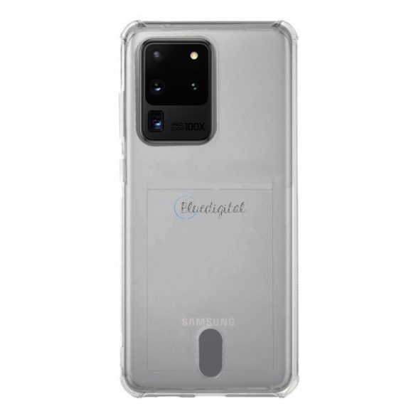 Protectie din silicon pentru telefon (rezistenta medie la impact, colt cu perna de aer, suport card bancar) TRANSPARENT Samsung Galaxy S20 Ultra 5G (SM-G988B), Samsung Galaxy S20 Ultra (SM-G988F)