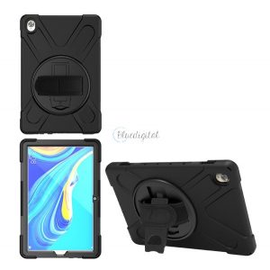 Protector de telefon din plastic Defender (rezistenta la impact, suport, 360° + curea de incheietura) NEGRU Huawei MediaPad M6 10.8 LTE, Huawei MediaPad M6 10.8 WIFI