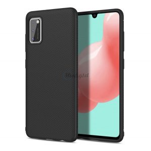 Protector de telefon din silicon (rezistență medie la impact, model în dungi) NEGRU Samsung Galaxy A41 (SM-A415F)