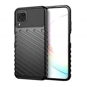 Protectie de telefon din silicon (rezistenta la impact, cu dungi, model convex) NEGRU Huawei P40 Lite 4G, Nova 6 SE