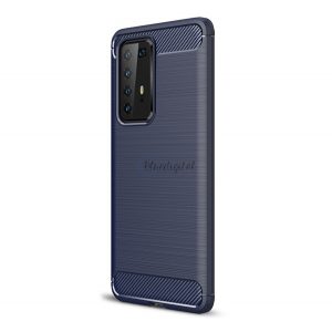 Protector de telefon din silicon (rezistență medie la impact, colț cu pernă de aer, periat, model carbon) ALBASTRU ÎNCHIS Huawei P40 Pro 5G