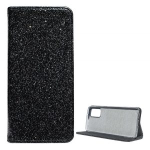 Husă stativă, efect piele (FLIP, silicon interior, deschidere laterală, suport desktop, suport card de credit, lucios) negru Samsung Galaxy S20 Plus (SM-G985F), Samsung Galaxy S20 Plus 5G (SM-G988F)