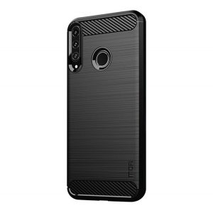 Protectie de telefon din silicon (rezistenta medie la impact, colt cu perna de aer, periata, model carbon) NEGRU Huawei P40 Lite E / Y7p