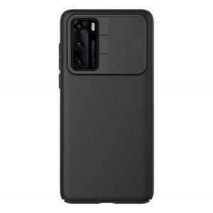 Protector de telefon din plastic NILLKIN CAMSHIELD (cadru din silicon, rezistenta medie la impact, protectie camera, dungi) NEGRU Huawei P40