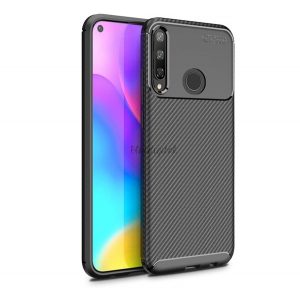 Protectie de telefon din silicon (rezistenta medie la impact, colt cu perna de aer, model carbon) NEGRU Huawei P40 Lite E / Y7p