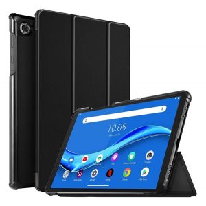 Husă stativă cu efect de piele (FLIP activ, deschidere laterală, funcție de suport pentru birou TRIFOLD) negru Lenovo Tab M10 Plus (TB-X606F), Lenovo Tab M10 FHD Plus (TB-X606X)