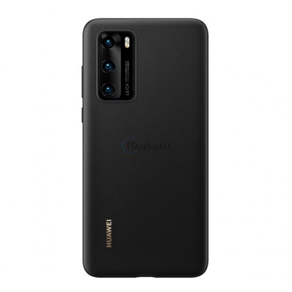 Protectie telefon din plastic HUAWEI (spate cu efect piele) NEGRU Huawei P40