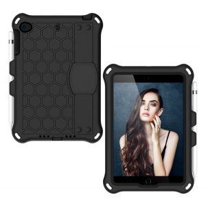 Protector de telefon din silicon Defender (rezistenta la impact, suport, fagure + curea pentru incheietura) NEGRU Apple IPAD mini 4, Apple IPAD mini 5 (2019)