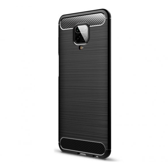 Husă silicon pentru telefon (rezistent la impact mediu, bubble heel, model de carbon periat) negru Xiaomi Redmi Note 9S, Xiaomi Redmi Note 9 Pro