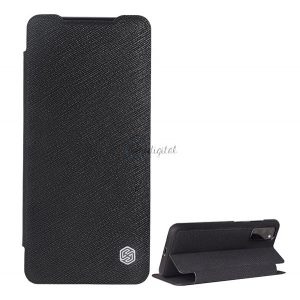 Husă NILLKIN MING în picioare, efect piele (FLIP, deschidere laterală, funcție suport de masă, suport card bancar, model textil) NEGRU Samsung Galaxy S20 5G (SM-G981U), Samsung Galaxy S20 (SM-G980F)