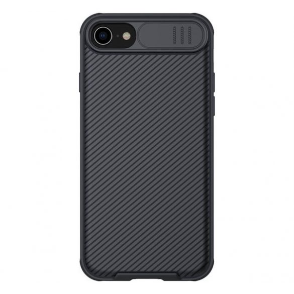 NILLKIN CAMSHIELD PRO protecție din plastic pentru telefon (ramă din silicon, rezistență medie la impact, protecție cameră, model cu dungi) NEGRU Apple iPhone SE 2 (2020), Apple iPhone 8 4.7, Apple iPhone 7 4.7, Apple iP