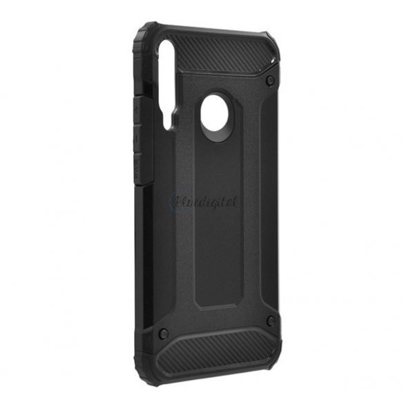 Protector de telefon din plastic Defender (rezistenta la impact mediu, colt cu perna de aer, interior din silicon, efect metalic) NEGRU Huawei P40 Lite E / Y7p