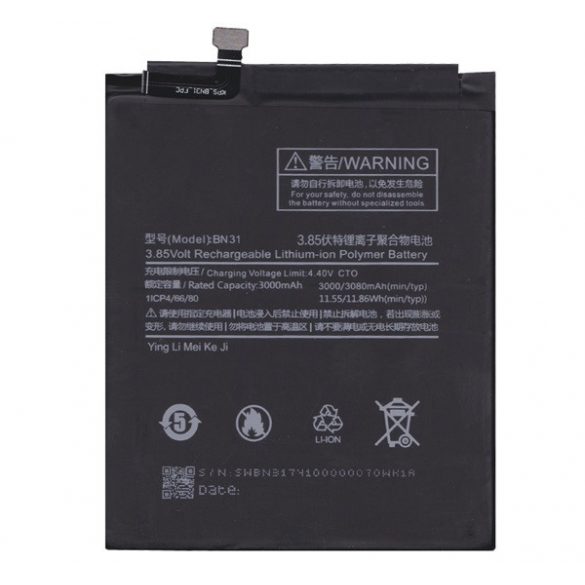 Baterie 3080 mAh LI-Polimer (compatibil BN31) Xiaomi Redmi Note 5A, Xiaomi Mi A1 (Mi 5X), Xiaomi Redmi S2 (Redmi Y2), Xiaomi Redmi Note 5A Prime