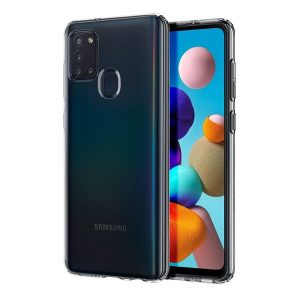 Protector de telefon din silicon SPIGEN LIQUID CRYSTAL (rezistență medie la impact, colț cu pernă de aer) TRANSPARENT Samsung Galaxy A21s (SM-A217F)