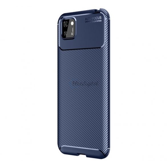 Protectie din silicon pentru telefon (rezistenta medie la impact, colt cu perna de aer, model carbon) ALBASTRU INCHIS Huawei Y5p, Honor 9S