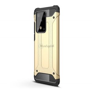 Protector de telefon din plastic Defender (rezistență medie la impact, colț cu pernă de aer, interior din silicon, efect metalic) GOLD Samsung Galaxy S20 Ultra (SM-G988F), Samsung Galaxy S20 Ultra 5G (SM-G988B)