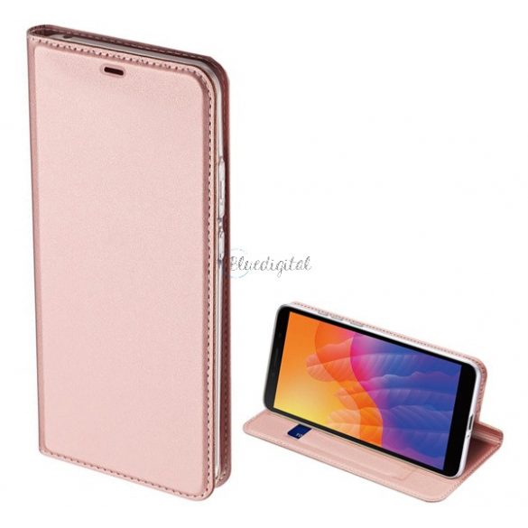 Husa DUX DUCIS SKIN PRO in picioare, efect piele (FLIP, deschidere laterala, suport card bancar, functie suport birou) ROSE GOLD Huawei Y5p, Honor 9S