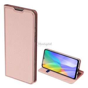 Husa DUX DUCIS SKIN PRO in picioare, efect piele (FLIP, deschidere laterala, suport card bancar, functie suport birou) ROSE GOLD Huawei Y6p