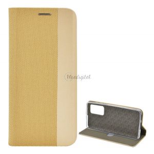 Carcasa in picioare, efect piele (FLIP, deschidere laterala, functie suport de masa, model textil) GOLD Huawei P40