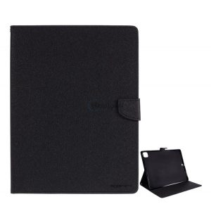 Husă MERCURY Goospery Fancy în picioare, efect piele (FLIP, deschidere laterală, suport de masă, model textil) NEGRU Apple IPAD Pro 12.9 (2020)