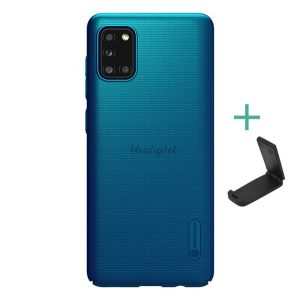 Protector de telefon din plastic NILLKIN SUPER FROSTED (cauciucat, suprafață aspră + suport de birou) ALBASTRU ÎNCHIS Samsung Galaxy A31 (SM-A315F)