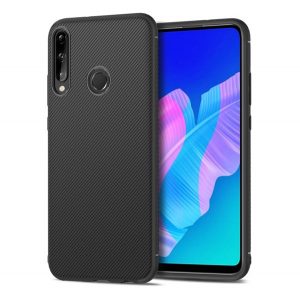 Protectie de telefon din silicon (rezistenta medie la impact, model in dungi) NEGRU Huawei P40 Lite E / Y7p