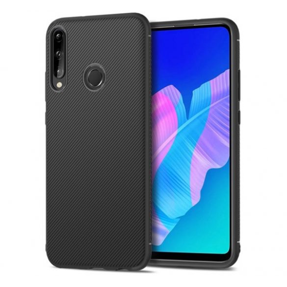 Protectie de telefon din silicon (rezistenta medie la impact, model in dungi) NEGRU Huawei P40 Lite E / Y7p