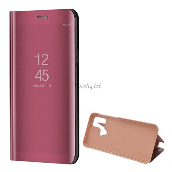 Husă în picioare (FLIP activ, deschidere laterală, funcție de suport pentru birou, suprafață oglindă, husă Mirror View) ROSE GOLD Samsung Galaxy M21 (SM-M215f)