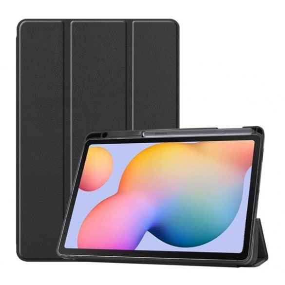 Husă stativă cu efect de piele (FLIP activ, deschidere laterală, suport desktop TRIFOLD, suport S Pen) negru Samsung Galaxy Tab S6 Lite 10.4 WIFI (SM-P610) 2020, Samsung Galaxy Tab S6 Lite 10.4 LTE